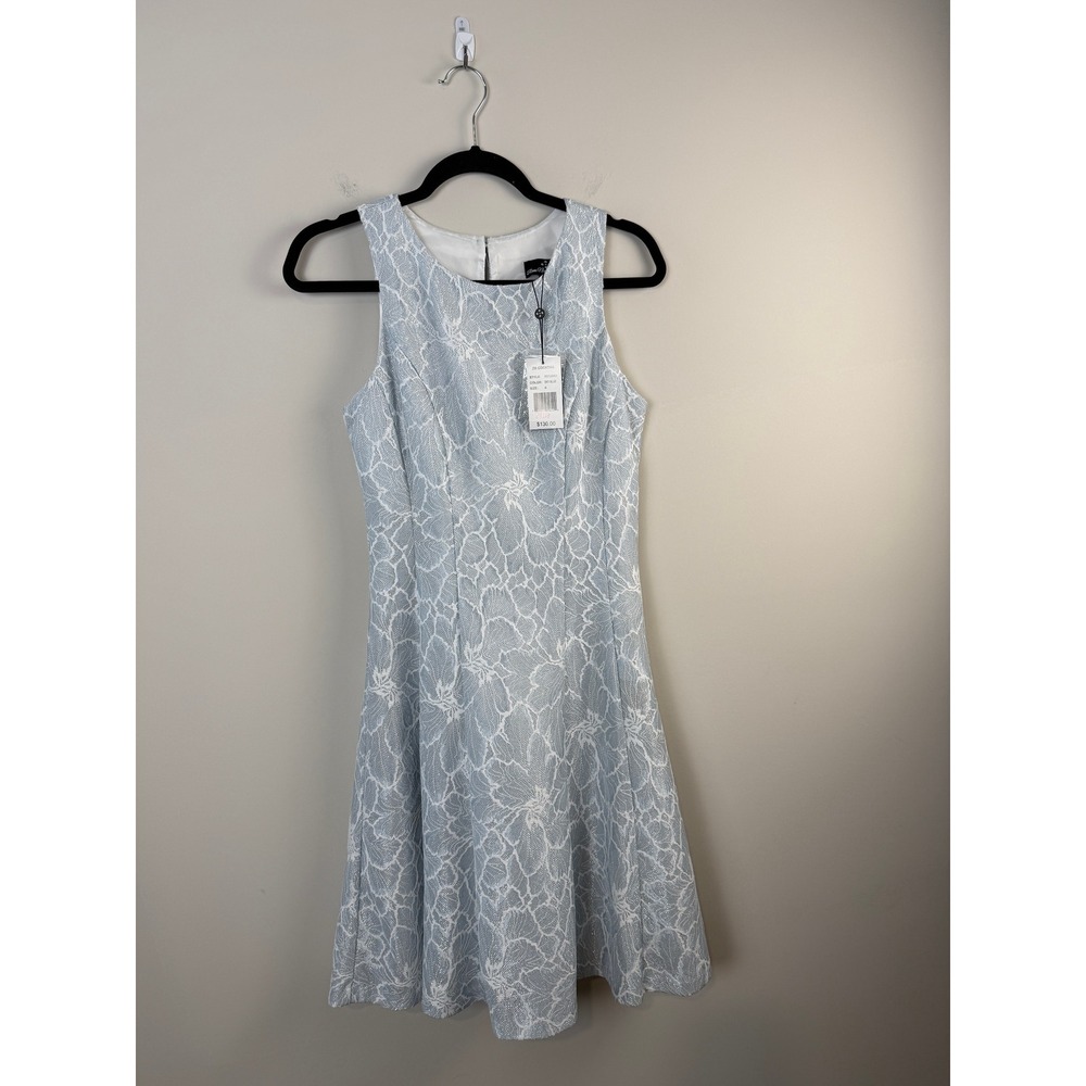 Ronni Nicole Cocktail Dress Women 6 Sky Blue Floral‎ Lace Metallic Sparkle